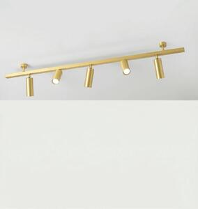 Cremasco Plafoniera 7534, ottone satinato, a 5 luci, GU10 dimmerabile, Ottone / Oro, Soggiorno / Sala da pranzo, Ottone, Moderno, Downlight