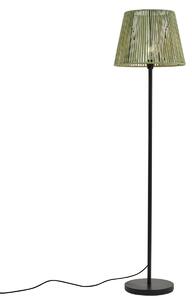 Lampada da terra per esterni nera con paralume in corda verde IP44 - Virginia Jayla