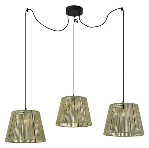 Lampada a sospensione da esterno nera con paralumi a corda verde 3 luci IP44 - Cava