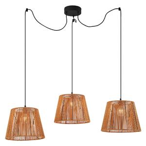 Lampada a sospensione da esterno nera con paralumi in corda arancione 3 luci IP44 - Cava