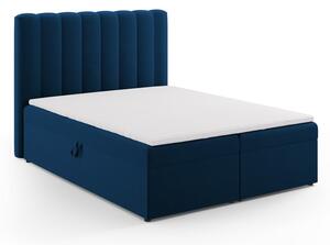 Letto boxspring blu scuro con contenitore 160x200 cm Gina - Milo Casa
