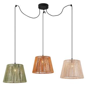 Lampada a sospensione da esterno nera con paralumi in corda multicolore 3 luci IP44 - Cava