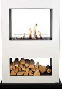 Caminetto a etanolo Xaralyn - Lasize BW - legno bianco - riscaldamento 3 kW - caminetto decorativo - caminetto trasparente - divisorio per ambienti