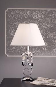 Lampada tavolo con cristallo e paralume - 710/L - Fashion Crystal - Arredo Luce Cromo