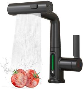 Rubinetto da cucina moderno con doccetta estraibile e indicatore di temperatura a LED