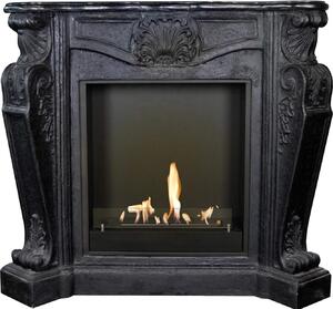 Caminetto a etanolo Xaralyn - Louis BIU-B - pietra naturale nera - riscaldamento 3 kW - caminetto da incasso incluso - caminetto decorativo