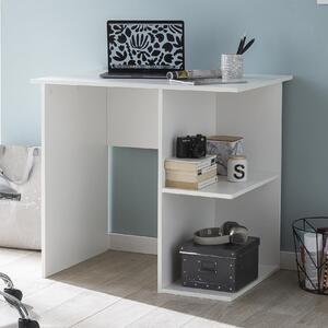 FineBuy Scrivania bianca 82 x 76 x 60 cm con ripiano - Scrivania per bambini - Tavolino per laptop - Tavolo da ufficio senza rotelle - Tavolo da lavoro - Tavolo per computer