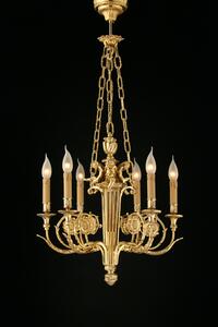Lampadario 6 luci in fusione artistica di ottone - 12.308/6- Gold Light and Crystal - Arredo Luce Argento anticato