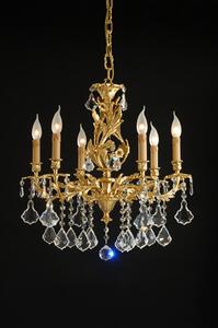 Lampadario 6 luci in fusione artistica di ottone - 12.610/C6 -Gold Light and Crystal - Arredo Luce Argento anticato