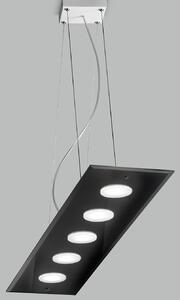 Sospensione 5 luci - 259.105 - collezione Dado - Metal Lux Vetro nero