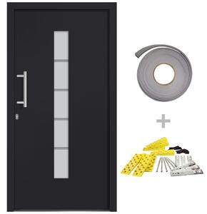 Porta d'Ingresso in Alluminio e PVC Antracite 110x210 cm