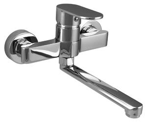 Rubinetto da cucina monocomando a parete, finitura cromata, con bocchetta da 20 cm, modello CR-1420-CS