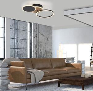 Lampada da soffitto moderna nera con decori in legno SEVENT LED Leuchten Direkt 14116-78