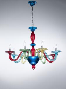 Lampadario 8 luci in vetro di Murano - 1191/8 - Multicolor - Vetrilamp