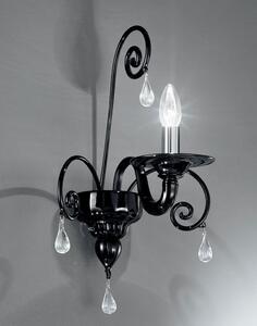 Applique 1 luce nero in vetro di Murano -1185/A1- Vetrilamp