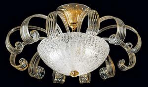 Plafoniera 3 luci cristallo/ambra in vetro di Murano - 996/55 - Vetrilamp