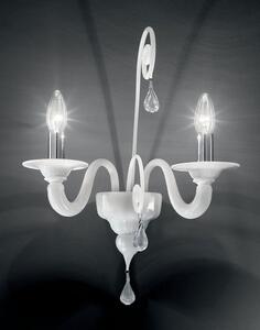 Applique 2 luci bianco in vetro di Murano - 1185/A2- Vetrilamp