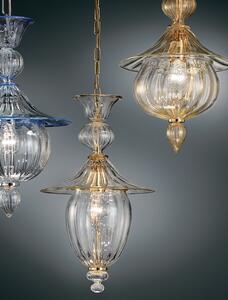 Sospensione 1 luce cristallo e oro in vetro di Murano - 1032/38- Vetrilamp
