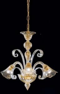 Lampadario 3 luci cristallo/oro in vetro di Murano, 983/3 - Vetrilamp