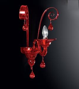 Applique 1 luce in vetro di Murano rosso - 911/A1- Vetrilamp