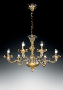 Lampadario 6 luci cristallo e oro in vetro di Murano - 1171/6 - Vetrilamp