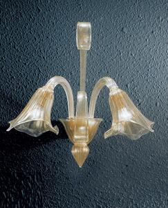 Applique 2 luci in vetro di Murano, cristallo e oro- 983/A2- Vetrilamp