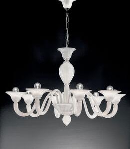 Lampadario 8 luci in vetro di Murano bianco -1155/8- Vetrilamp