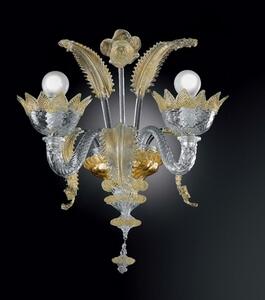 Applique 2 luci - cristallo/oro in vetro di Murano- 86/A2- Vetrilamp