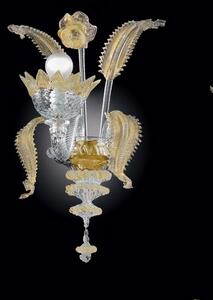 Applique 1 luce cristallo/oro in vetro di Murano-86/A1- Vetrilamp
