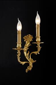 Applique 2 luci in fusione artistica di ottone - 12.624/2 - Gold Light And Crystal - Arredo Luce Argento anticato
