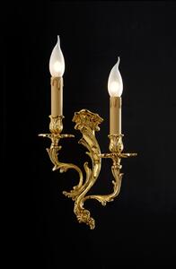 Applique 2 luci in fusione artistica di ottone - 12.623/2- Gold Light And Crystal - Arredo Luce Argento anticato