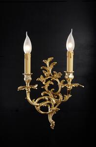 Applique 2 luci in fusione artistica di ottone - 12.227/2 - Gold Light And Crystal - Arredo Luce Argento anticato
