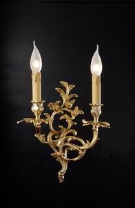 Applique 2 luci in fusione artistica di ottone - 12.228/2 - Gold Light And Crystal - Arredo Luce Oro anticato 24 kt
