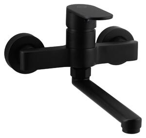 Rubinetto da cucina monocomando, modello Aquanello Casa, colore nero, con bocca di uscita da 15 cm, codice prodotto BL-1415-CS