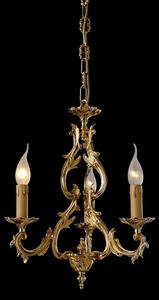Lampadario 3 luci in fusione artistica di ottone - 12.651/3- Gold Light and Crystal - Arredo Luce Argento anticato
