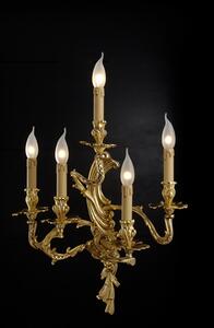 Applique 5 luci in fusione artistica di ottone - 12.483/5- Gold light and Crystal - Arredo Luce Argento anticato