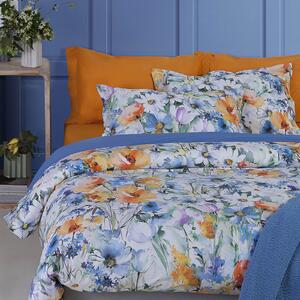Copripiumino Con Federe In Percalle Acquerello Di Fiori Matrimoniale - 255X255 + 2 Federe50X80 Emporium Floreale Albicocca Caleffi