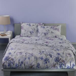 Copripiumino Con Federe In Percalle Irises Matrimoniale - 255X255 + 2 Federe50X80 Emporium Floreale Lilla Caleffi