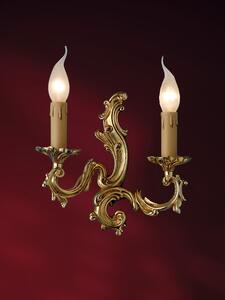 Applique 2 luci in fusione artistica di ottone - 12.663/2 - Gold Light and Crystal - Arredo Luce Argento anticato