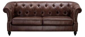 Divano 3 posti Chesterfield in microfibra effetto cuoio invecchiato Marrone - AQUITAINE