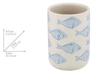 Set di accessori da bagno in ceramica bianca e blu Aquamarin - Wenko
