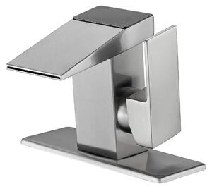 Rubinetto per lavabo da bagno - Miscelatore a cascata digitale - Indicatore di temperatura LED - Miscelatore monocomando - Acqua calda e fredda - Argento
