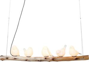 Lampada a sospensione "Dining Birds" a forma di uccelli, realizzata in legno, altezza circa 120 cm