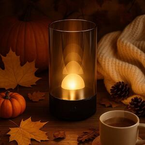FH Lighting Lampada LED da tavolo ricaricabile Fenya, nero/grigio fumo Altezza 14 cm IP54 dimmerabile, Alluminio / Grigio / Zincato, Vetro, Moderno