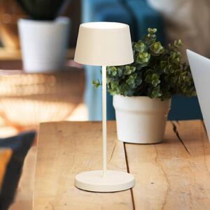 FH Lighting Lampada LED da tavolo ricaricabile Asena Pro beige sabbia, 30 cm metallo IP54 Pro, dimmerabile, Crema / Ambra, Metallo, Moderno