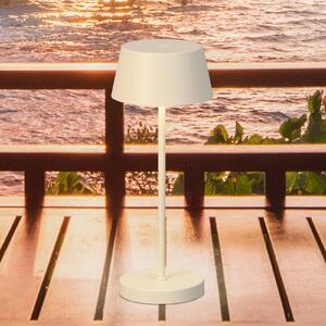FH Lighting Lampada LED da tavolo ricaricabile Sienna Pro beige sabbia, 24 cm, metallo IP54 Pro, dimmerabile, Crema / Ambra, Metallo, Moderno