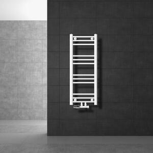 LuxeBath radiatore bagno attacco centrale 300 x 800 mm bianco diritto con termostato e set di collegamento radiatore angolare a parete riscaldamento, senza elemento riscaldante