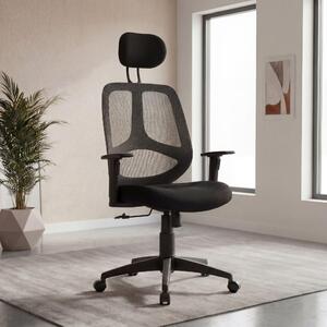 FineBuy Sedia da ufficio nera, poltrona direzionale, sedia da scrivania, sedia girevole, poltrona da ufficio con braccioli e poggiatesta, 120 kg, taglia X-XL