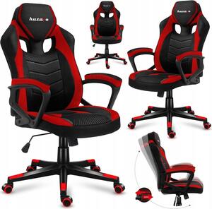 Huzaro Force 2.5 | sedia da gioco sedia da ufficio sedia da computer | girevole regolabile in altezza con funzione dondolo | portata fino a 140 kg | tessuto | nero rosso
