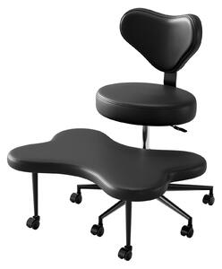 Sedia da meditazione ergonomica per diverse posizioni di seduta, regolabile in altezza con supporto lombare e rotelle, sedia da ufficio per yoga e seduta a gambe incrociate, nera